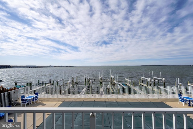 exterior space featuring a boat dock