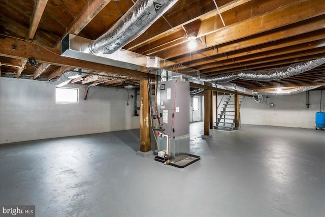 basement with heating unit