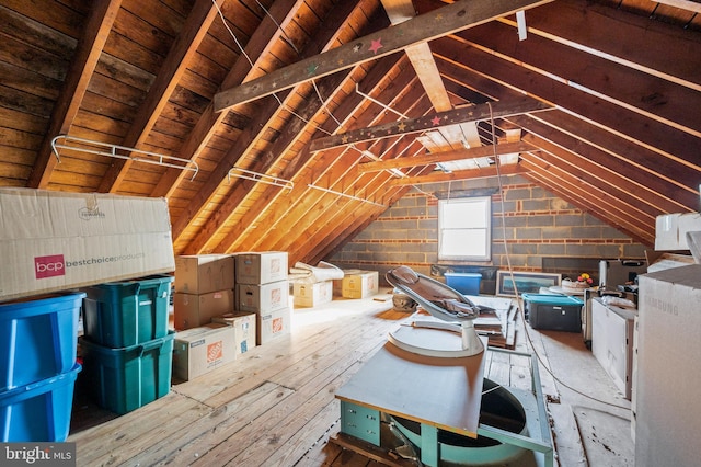 view of unfinished attic