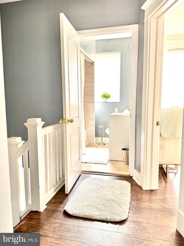 bathroom featuring hardwood / wood-style floors