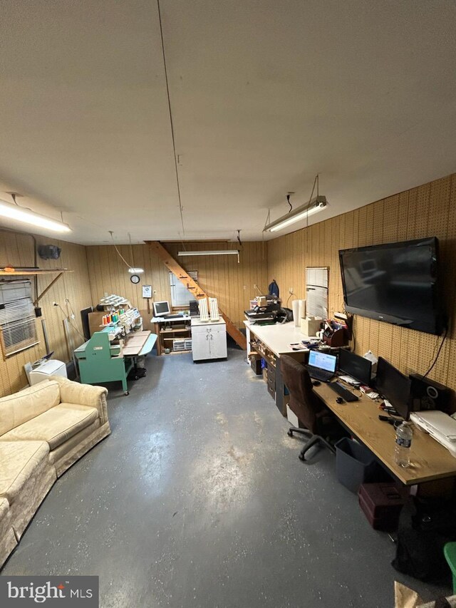 interior space with a workshop area