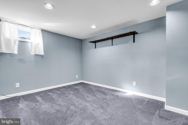 basement featuring carpet flooring