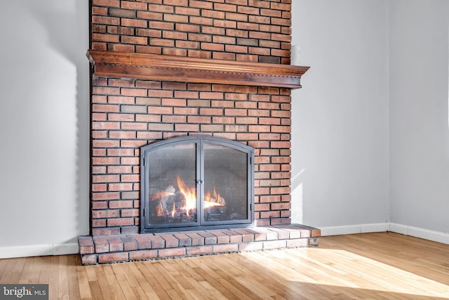 details featuring a fireplace and hardwood / wood-style floors