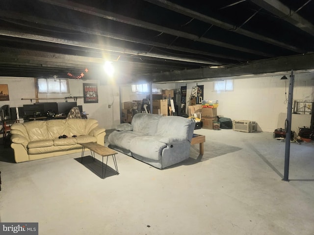 basement with a healthy amount of sunlight