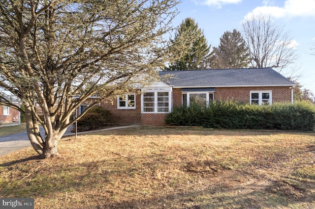 view of front of home with a front yard