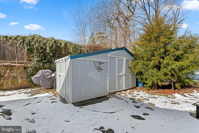 view of snow covered structure