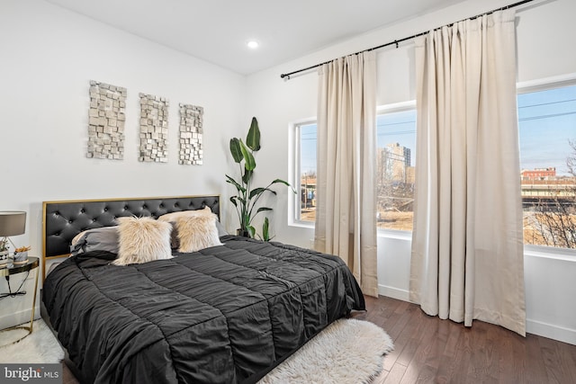 bedroom featuring dark hardwood / wood-style floors