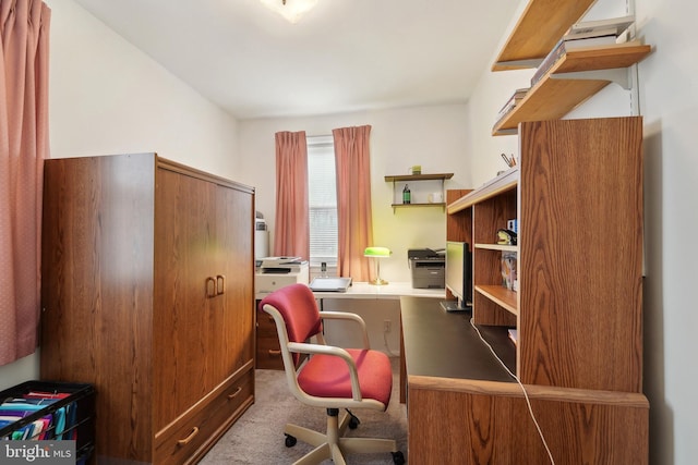 view of carpeted home office