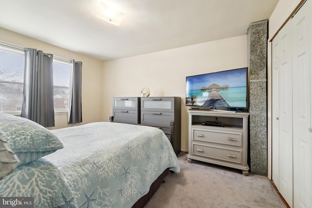 bedroom featuring a closet and carpet floors