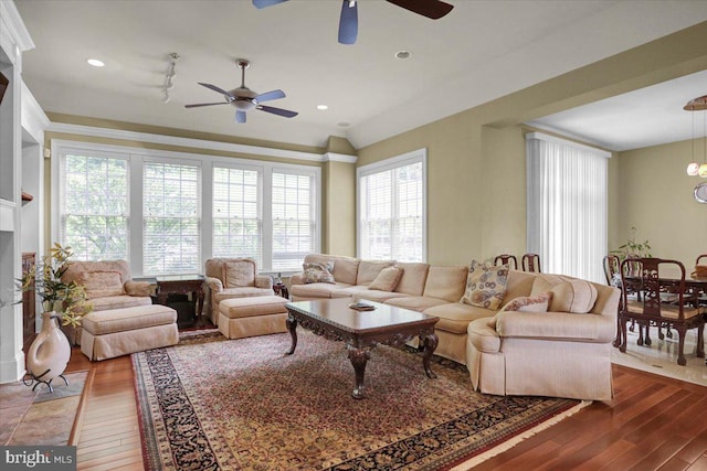 living room with hardwood / wood-style floors