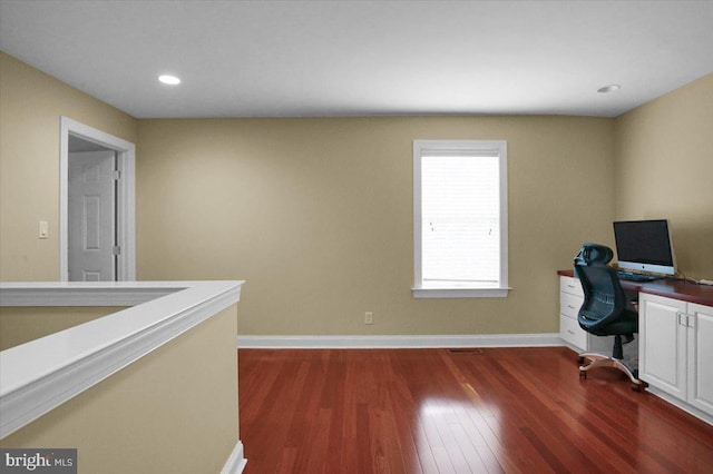 office space featuring dark hardwood / wood-style flooring