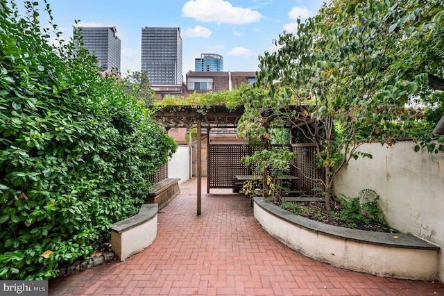 view of patio with a pergola