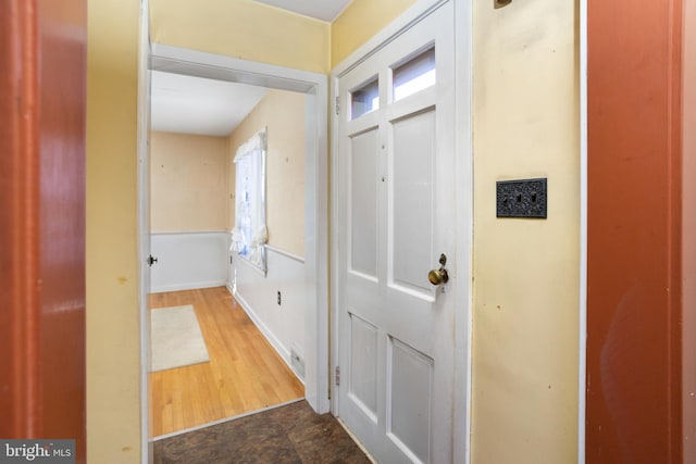 corridor featuring wood-type flooring and plenty of natural light