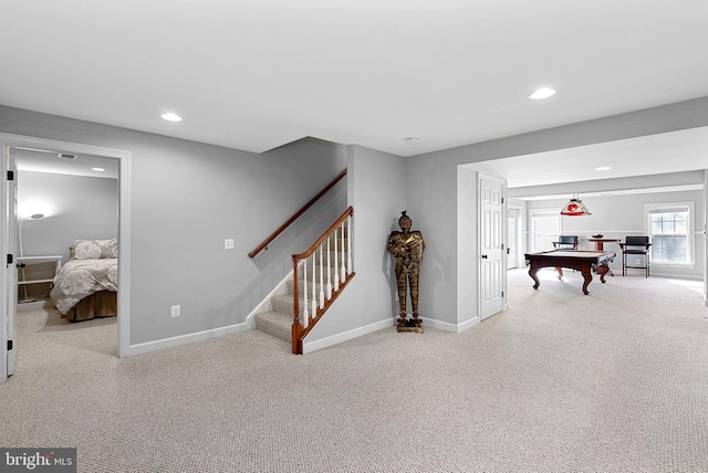 interior space with light colored carpet