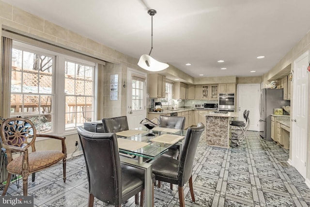 dining room featuring sink