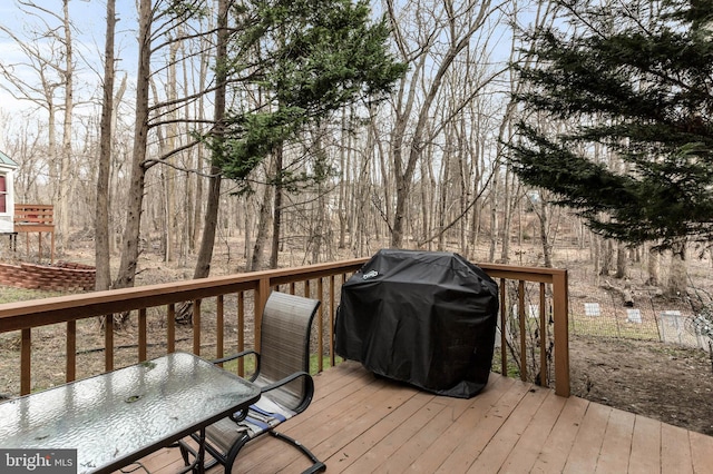 deck featuring grilling area