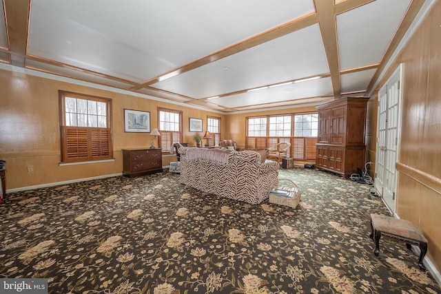 unfurnished living room with carpet floors and a wealth of natural light