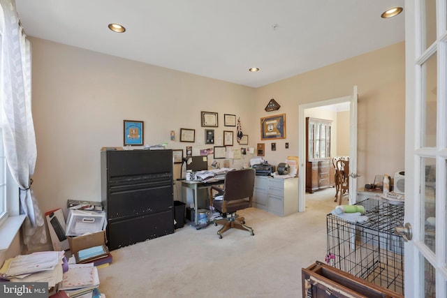 view of carpeted office