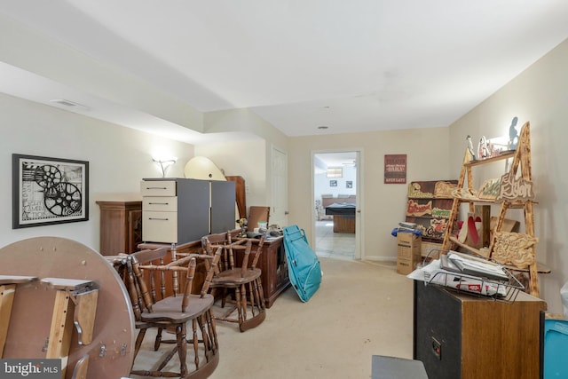 living area with carpet