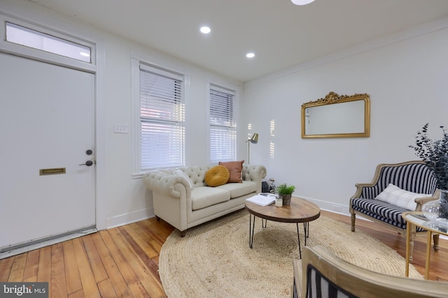 living room with hardwood / wood-style floors