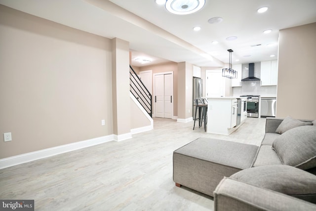 living room featuring light hardwood / wood-style floors