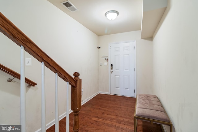 foyer featuring dark wood-type flooring