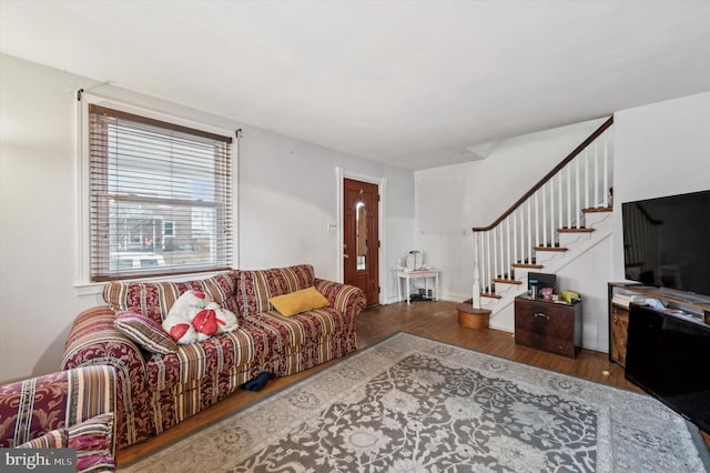 living room featuring hardwood / wood-style flooring