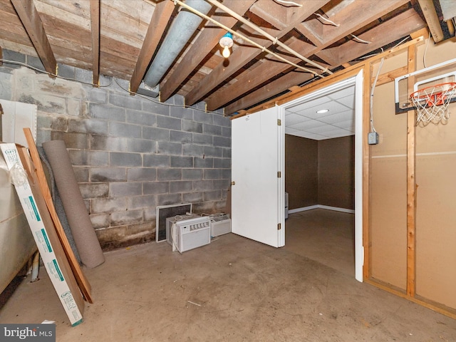 view of unfinished basement