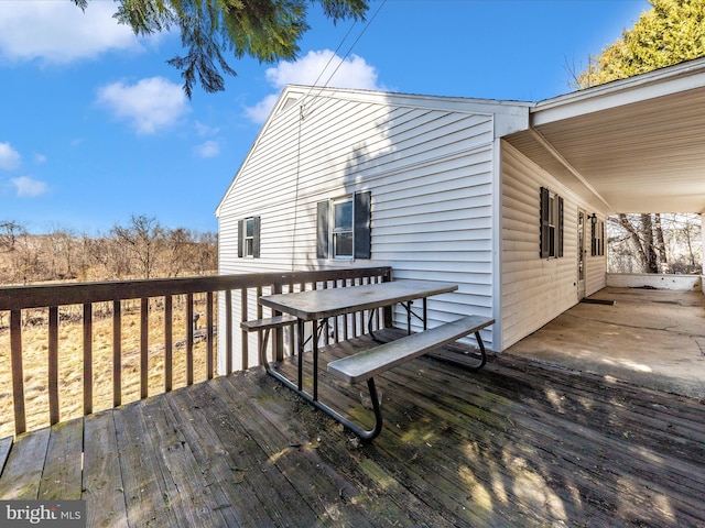 deck with a carport