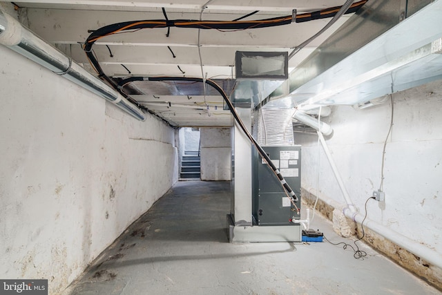 2941 Cecil B Moore Ave, Philadelphia, PA 19121 - unfinished basement with stairway and heating unit