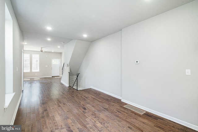 2941 Cecil B Moore Ave, Philadelphia, PA 19121 - unfurnished living room with dark wood-style flooring and recessed lighting