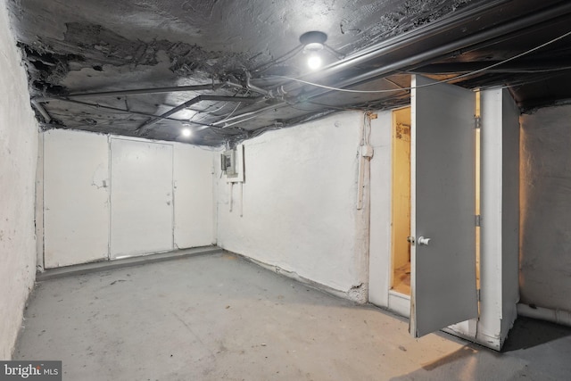 basement with electric panel