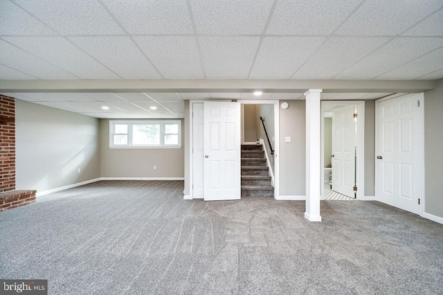 basement featuring carpet