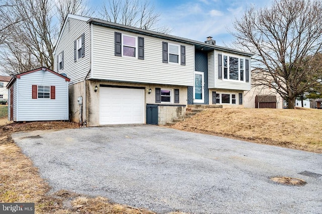 bi-level home with a garage