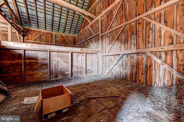 interior space featuring vaulted ceiling