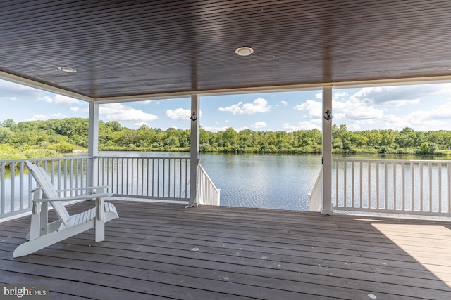 view of dock featuring a water view