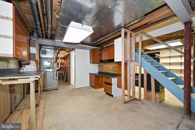 basement with heating unit