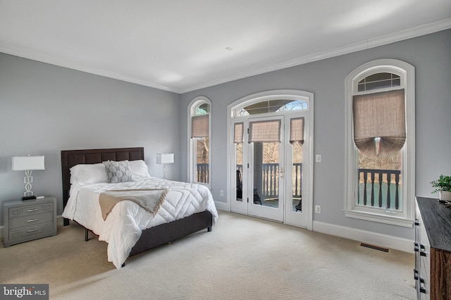 7024 Green Oak Dr, Mclean, VA 22101 - bedroom with access to outside, carpet, crown molding, and baseboards
