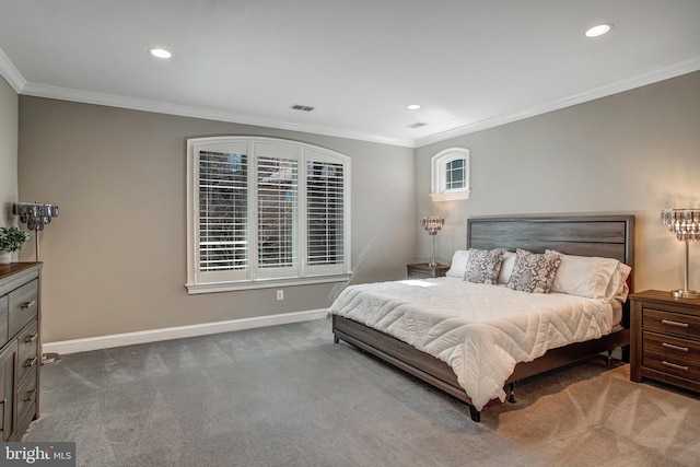 7024 Green Oak Dr, Mclean, VA 22101 - bedroom with carpet, ornamental molding, baseboards, and recessed lighting