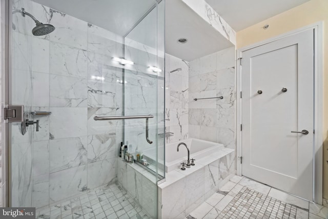 bathroom with independent shower and bath