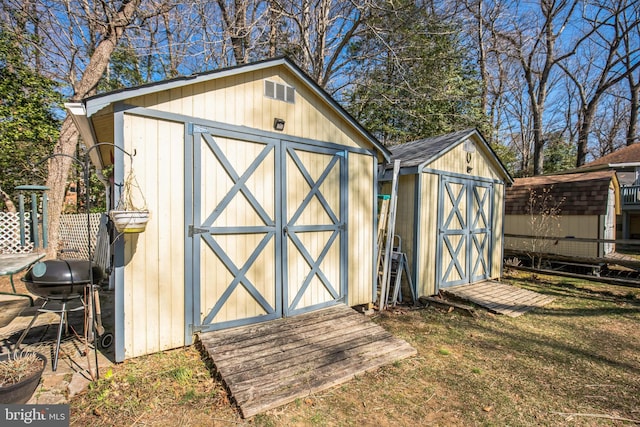 view of shed