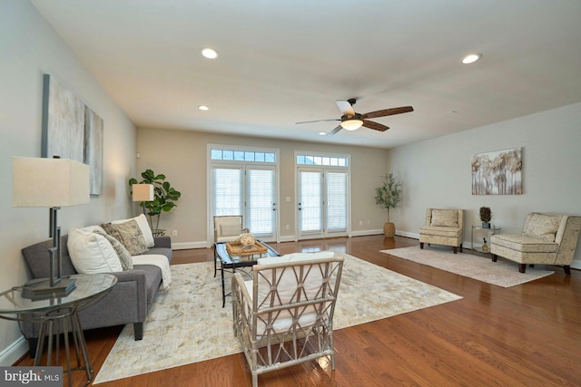 7916 Culloden Crest Ln, Gainesville, VA 20155 - living room featuring ceiling fan, dark wood finished floors, and recessed lighting