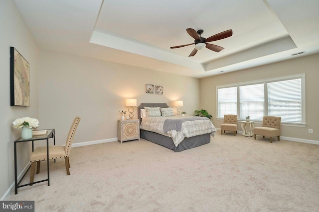 7916 Culloden Crest Ln, Gainesville, VA 20155 - bedroom with a tray ceiling, carpet, and ceiling fan