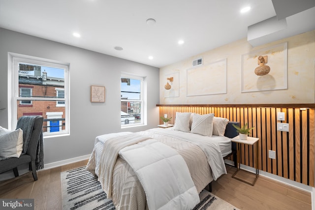 bedroom featuring light hardwood / wood-style flooring