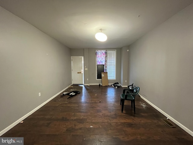 interior space with dark wood-type flooring