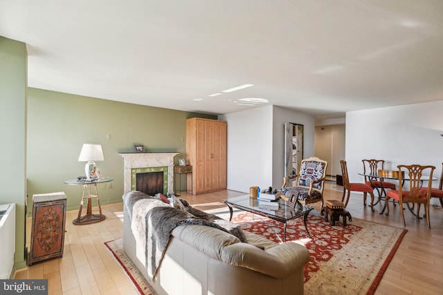 living room featuring light hardwood / wood-style floors