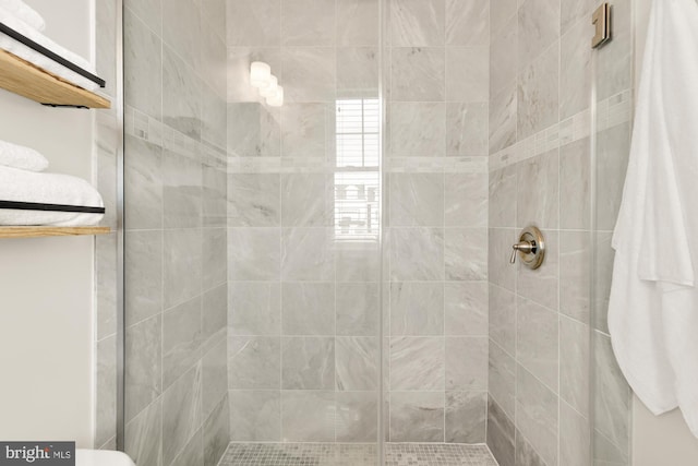 bathroom with a shower stall