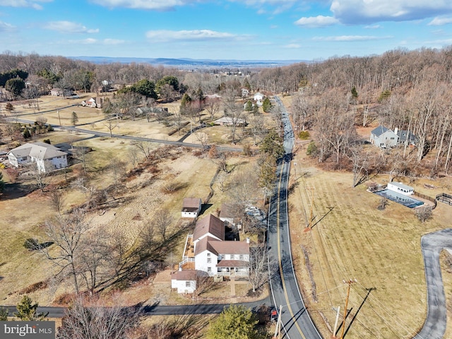 drone / aerial view with a rural view