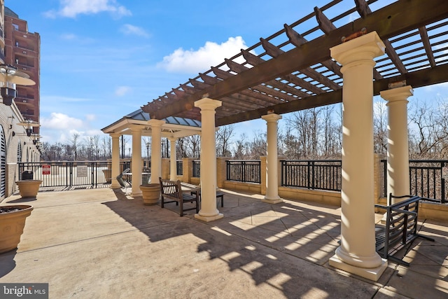 view of patio with a pergola