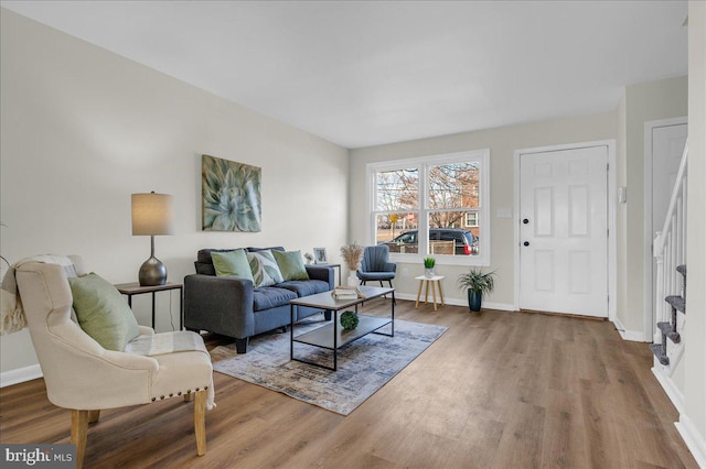 living room featuring hardwood / wood-style flooring